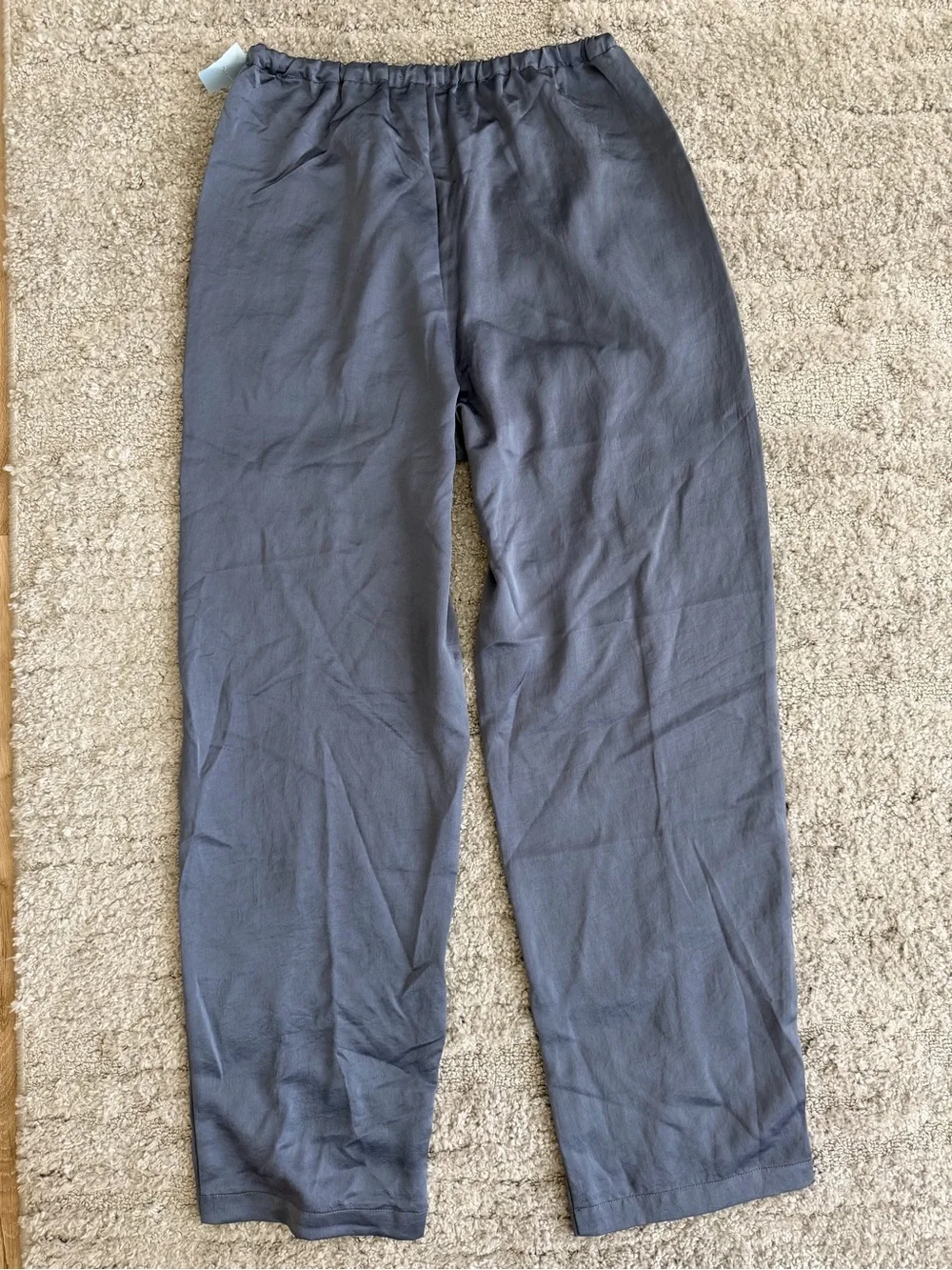 NWT Madewell Size XS Pintucked Slim Satin Pull-On Pants in Sunfaded Indigo